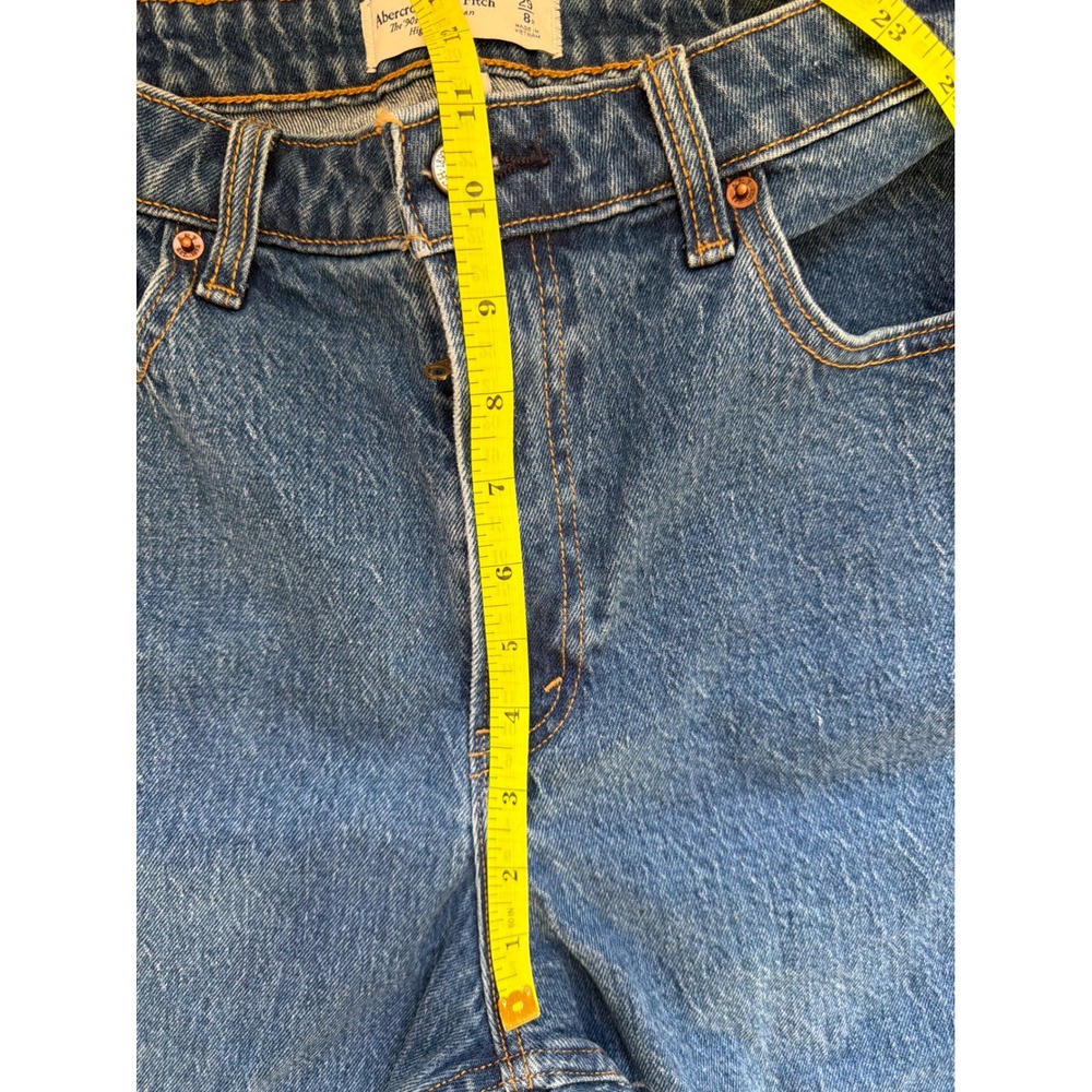 Abercrombie & Fitch Curve Love 90s Relaxed Jean High Rise Blue Denim 29/8R - Picture 4 of 7